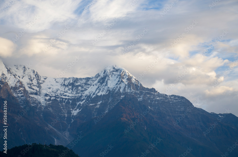 Peaks of mountains Nepal landscape Himalayas
