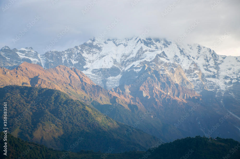 Peaks of mountains Nepal landscape Himalayas
