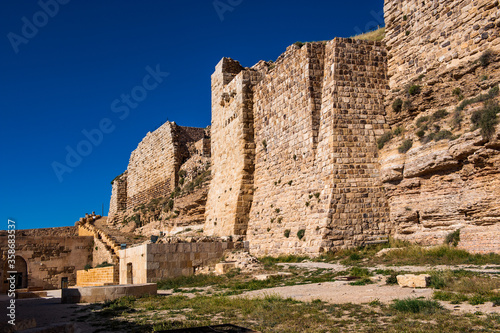 It's Walls of the Kerak Castle, a large crusader castle in Kerak (Al Karak) in Jordan.