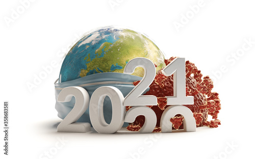 year bold letters 2021 with...