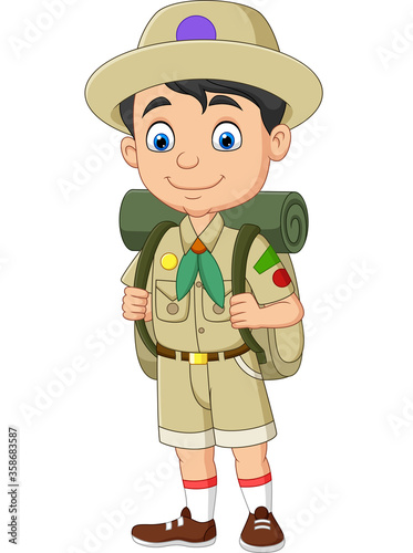 Cartoon happy little boy scout