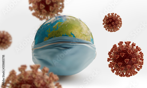 Coronavirus and globe with ...