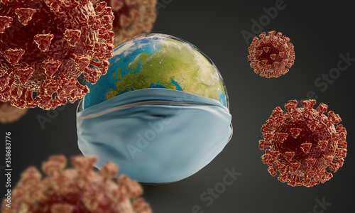 Coronavirus and globe with ...