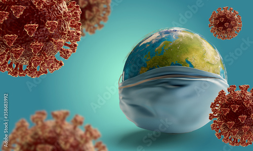 Coronavirus and globe with ...