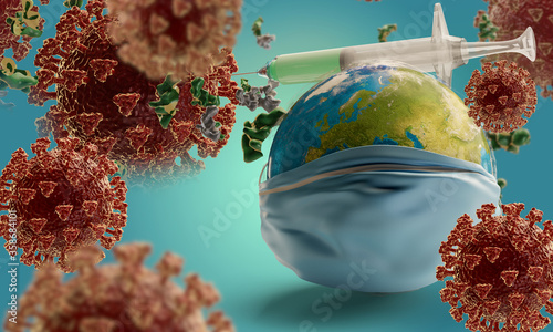 Coronavirus with syringe an...