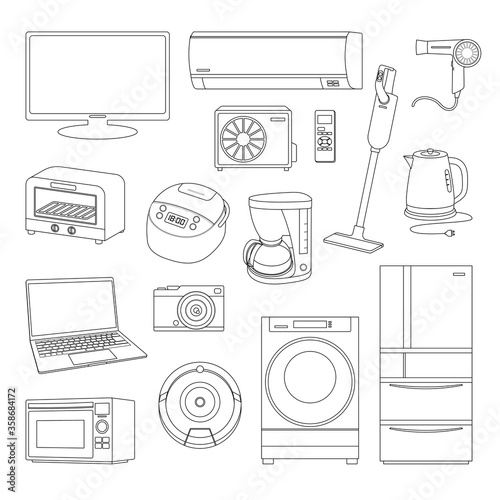 家電の線画素材セット
