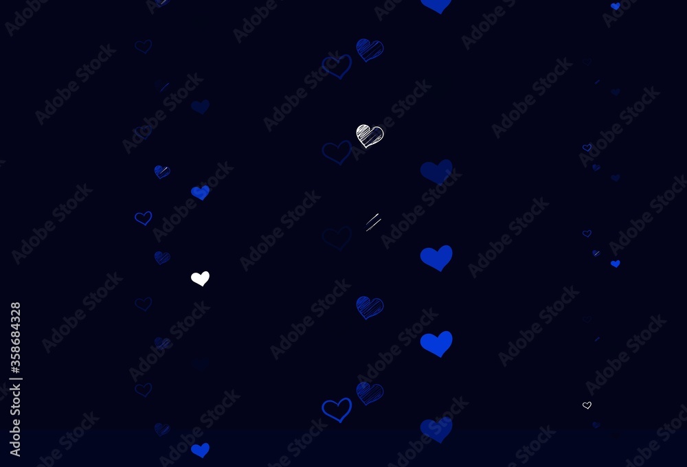 Light BLUE vector backdrop with sweet hearts.
