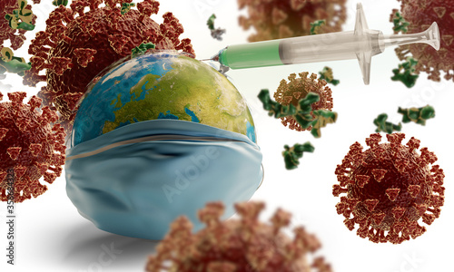 Coronavirus with syringe an...