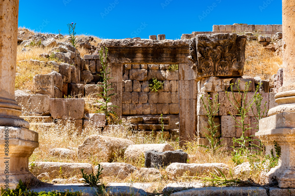 It's Columns of the cardo maximus, Ancient Roman city of Gerasa of Antiquity , modern Jerash, Jordan