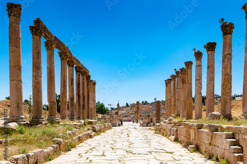 It's Columns of the cardo maximus, Ancient Roman city of Gerasa of Antiquity , modern Jerash, Jordan photo
