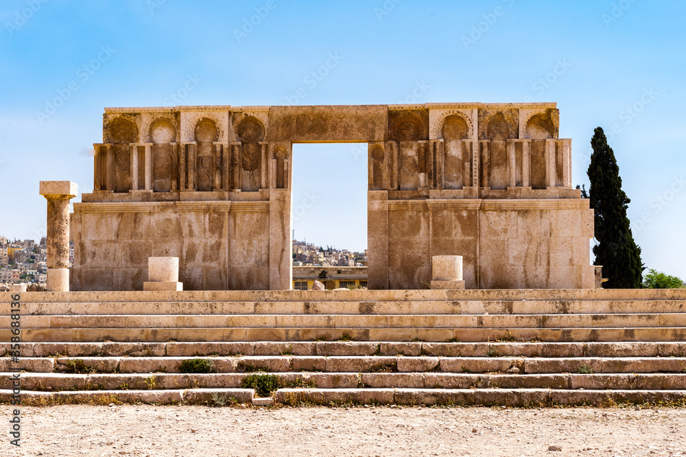 It's Ruins of the Amman Citadel complex (Jabal al-Qal'a), a national historic site at the center of downtown Amman, Jordan. It's Ruins of the Amman Citadel complex (Jabal al-Qal'a), a national historic site at the center of downtown Amman, Jordan.