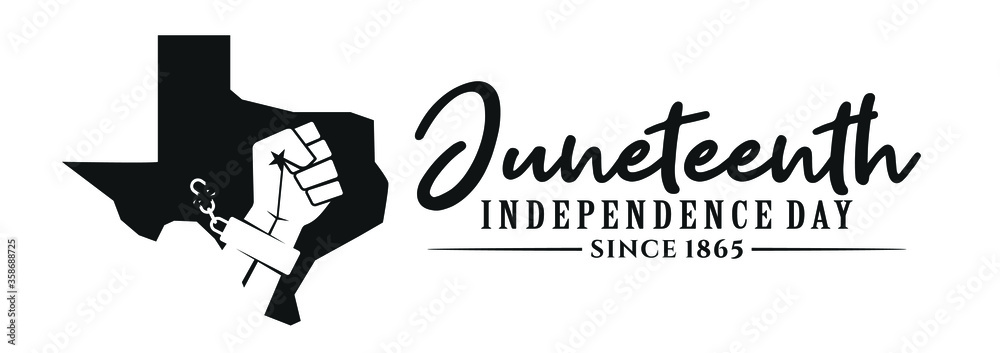 Juneteenth. Independence Day Since 1865. Design of Banner. Vector logo Illustration. Juneteenth. Independence Day Since 1865. Design of Banner. Vector logo Illustration.