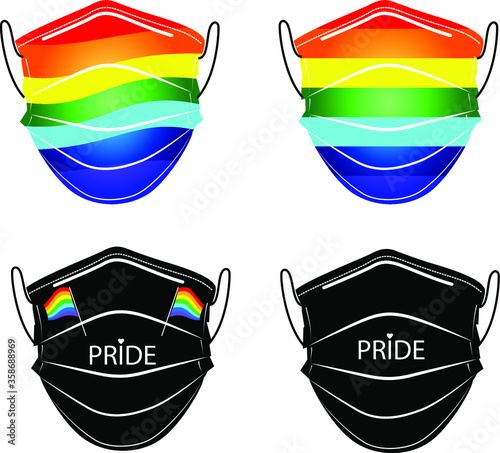 Protective medical mask with LGBT, lesbian, gay, bisexual, transgender, queer colors and flag