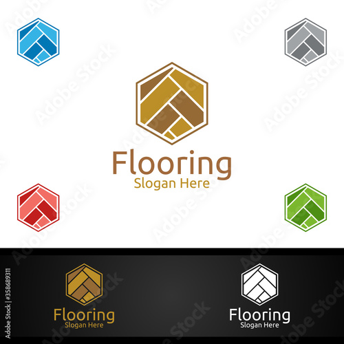 Flooring Logo for Parquet Wooden or vinyl hardwood granite tile vector Design