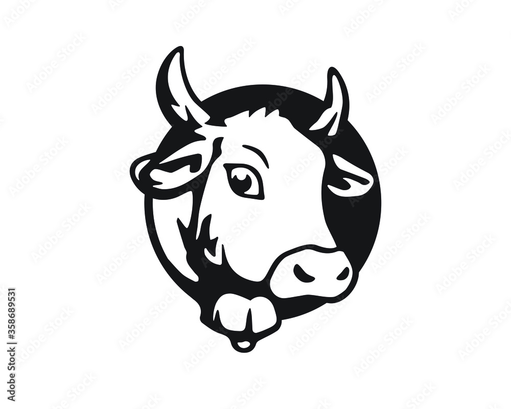Cow head mascot logo vector