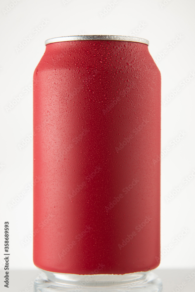 red can of soda on white background, front view red can of soda on white background, front view