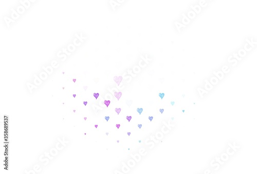 Light Blue  Red vector background with Shining hearts.