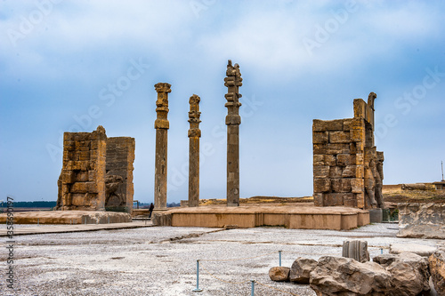 It's Colums and ruins of the ancient city of Persepolis, Iran. UNESCO World heritage site