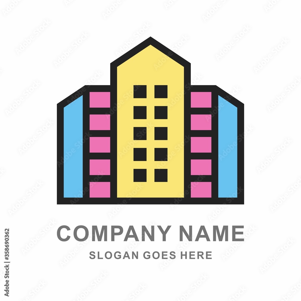 Naklejka premium House Building Shape Architecture Business Company Vector Logo Design