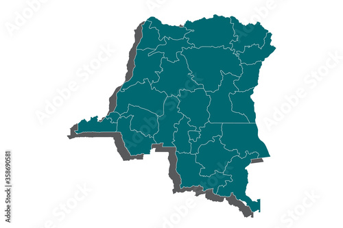 Democratic Republic of the Congo map filled with light blue gradient. High resolution. Mercator projection.congoDR map - blue pastel graphic background. - Vector