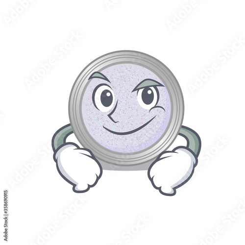 A cute arrogant caricature design of glitter eyeshadow having confident gesture