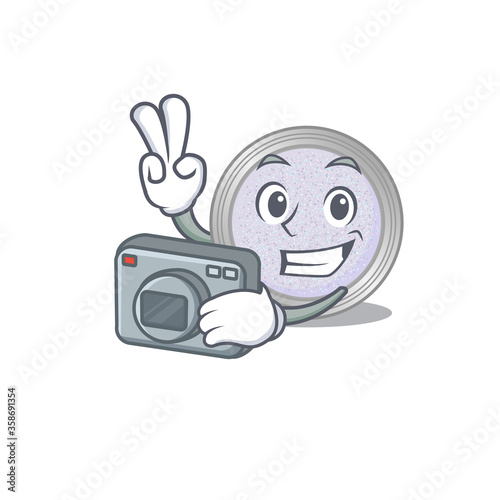 a professional photographer glitter eyeshadow cartoon picture working with camera