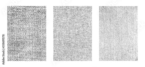 distressed grunge denim realistic texture vector set