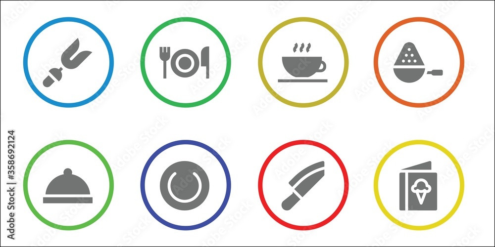 Modern Simple Set of dining Vector filled Icons