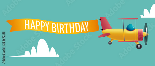 Plane with Happy Birthday banner 