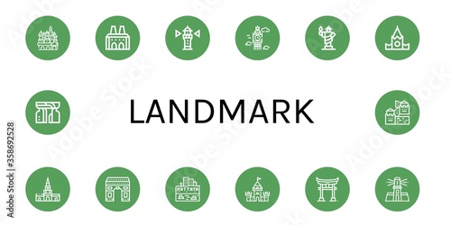 landmark simple icons set