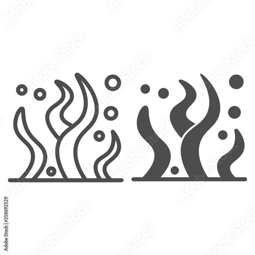 Seaweed line and solid icon, ocean and underwater concept, Sea algae sign on white background, Sea weed icon in outline style for mobile concept and web design. Vector graphics.