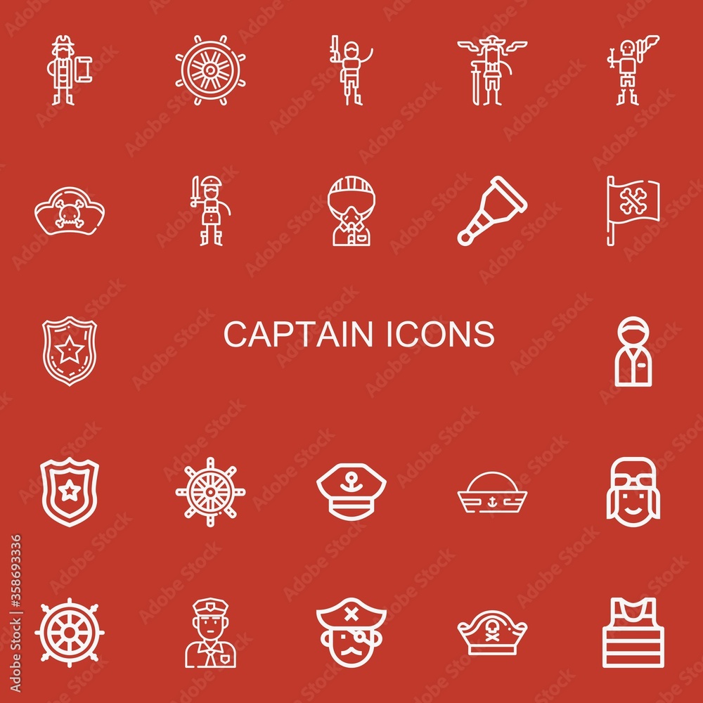 Editable 22 captain icons for web and mobile