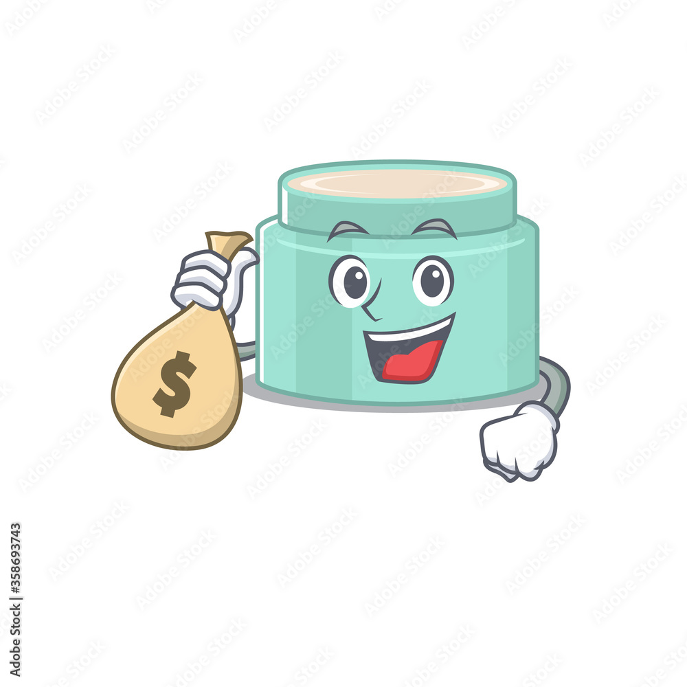 Crazy rich lipbalm mascot design having money bags Crazy rich lipbalm mascot design having money bags