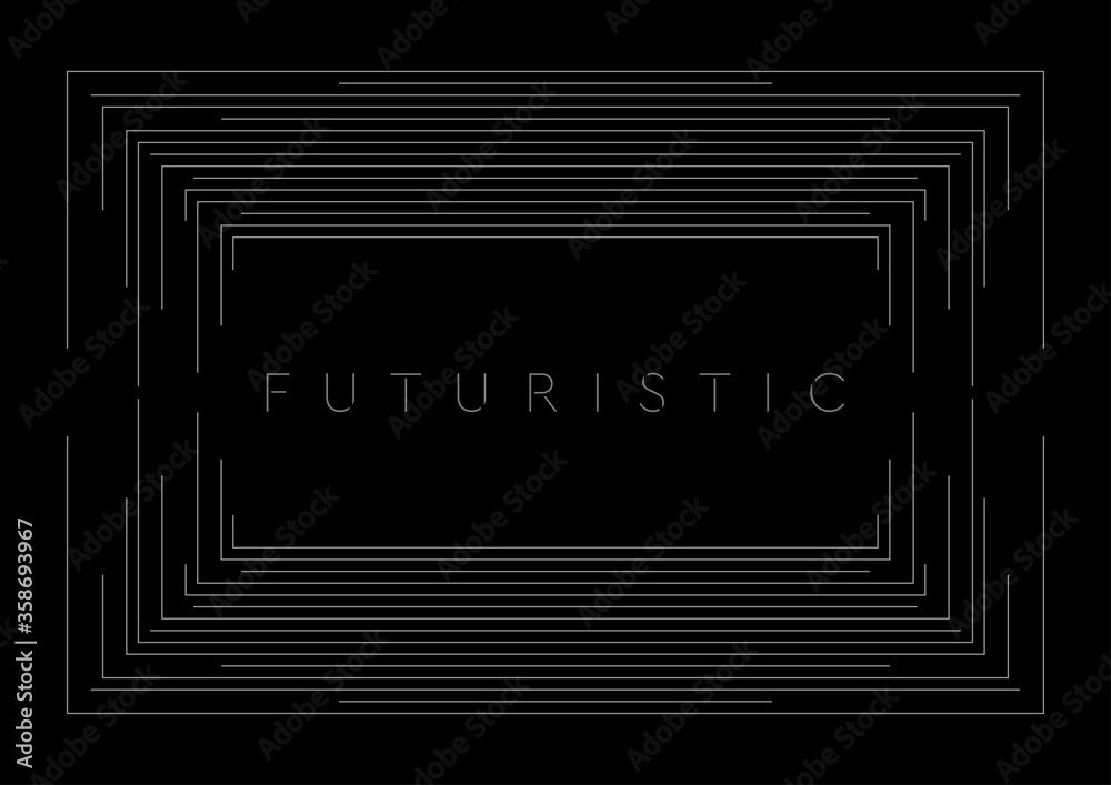 Dark futuristic linear frame abstract background. Vector digital art design