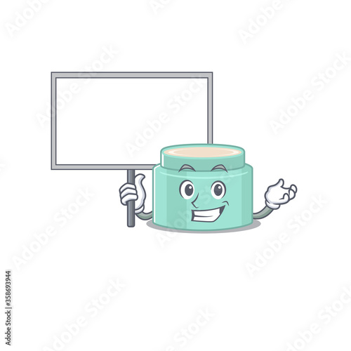 Cartoon picture of lipbalm mascot design style carries a board