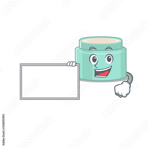Cartoon character design of lipbalm holding a board