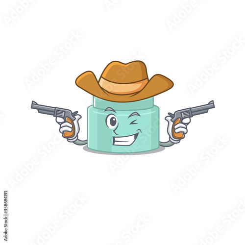 Cartoon character cowboy of lipbalm with guns