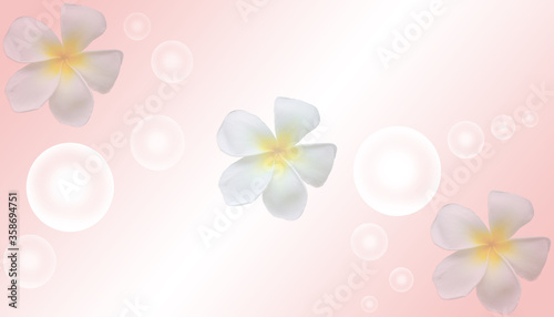 pink background illustration with bokeh and plumeria flowers