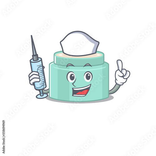 Lipbalm humble nurse mascot design with a syringe