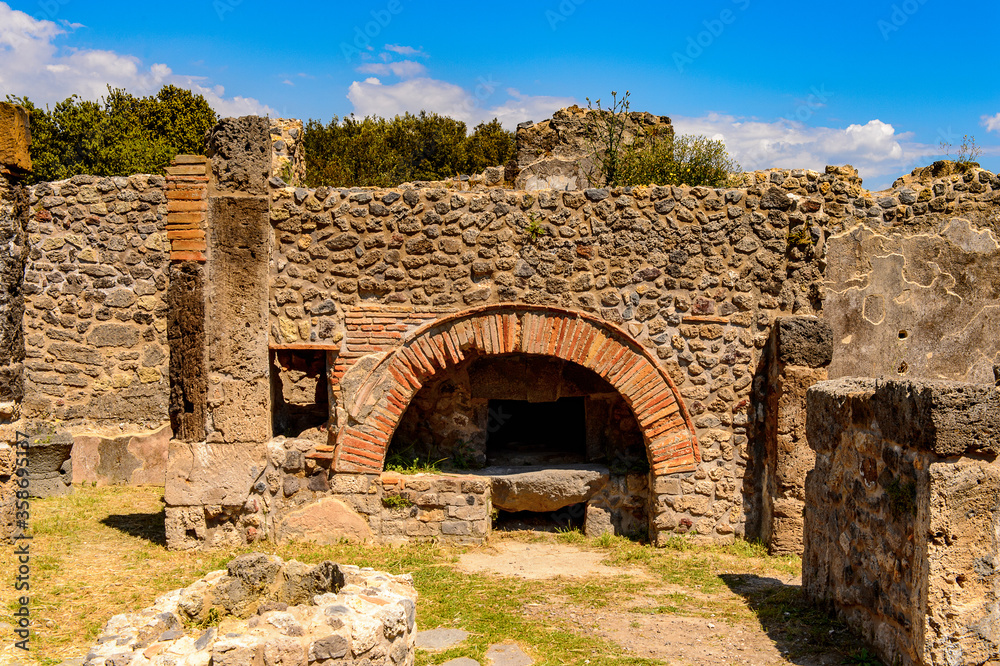 It's RUins of Pompeii, an ancient Roman town destroyed by the volcano Vesuvius. UNESCO World Heritage site