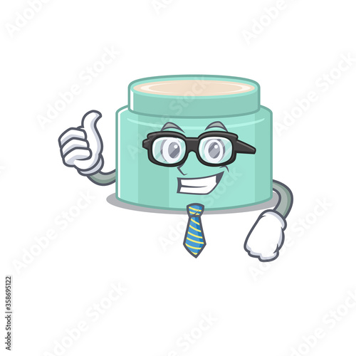 cartoon drawing of lipbalm Businessman wearing glasses and tie
