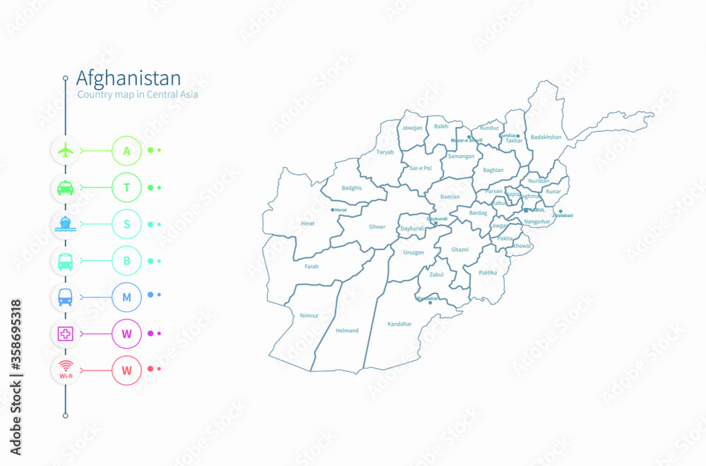 afghanistan map. asia country map vector.
