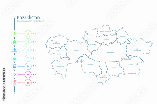 kazakhstan map. asia country map vector.