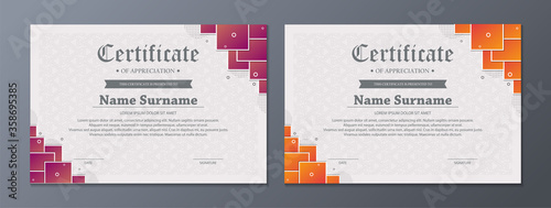 Appreciation certificate best award diploma set.	