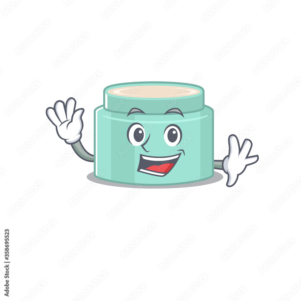 A charming lipbalm mascot design style smiling and waving hand A charming lipbalm mascot design style smiling and waving hand