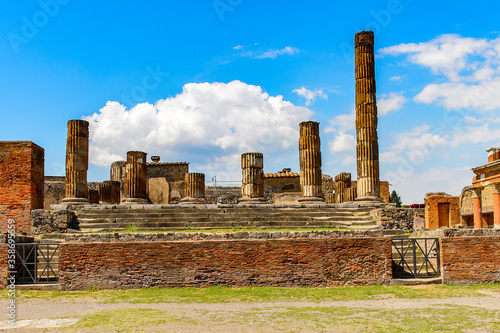 It's The Forum of Pompeii, an ancient Roman town destroyed by the volcano Vesuvius. UNESCO World Heritage site