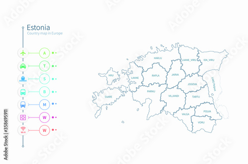 estonia map. detailed europe country map vector. 