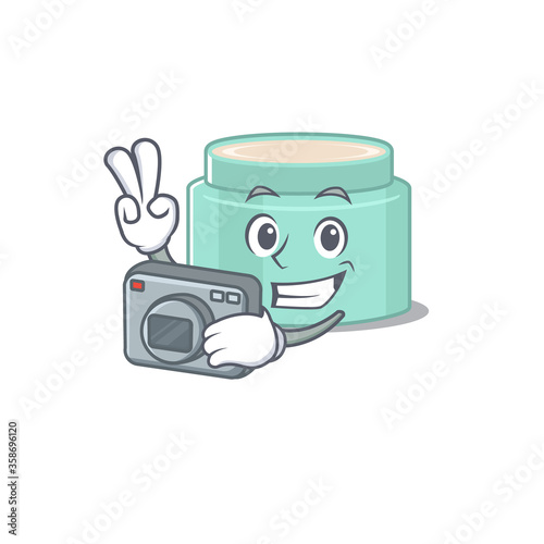 a professional photographer lipbalm cartoon picture working with camera