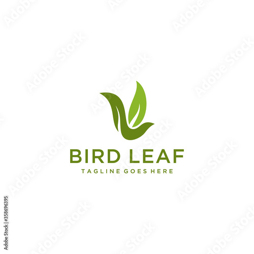  Creative modern leaf bird logo template. Vector illustration. 