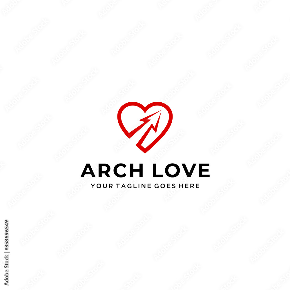 Creative modern arch with love logo vector illustration emblem template